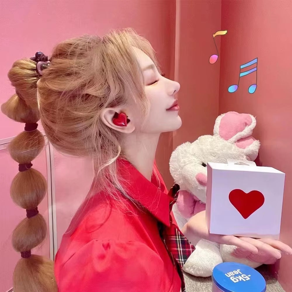 Bluetooth-Compatible Wireless Headphones Heart Shaped Earphones Woman Earphone High Quality Heart Earbuds Girl Gift