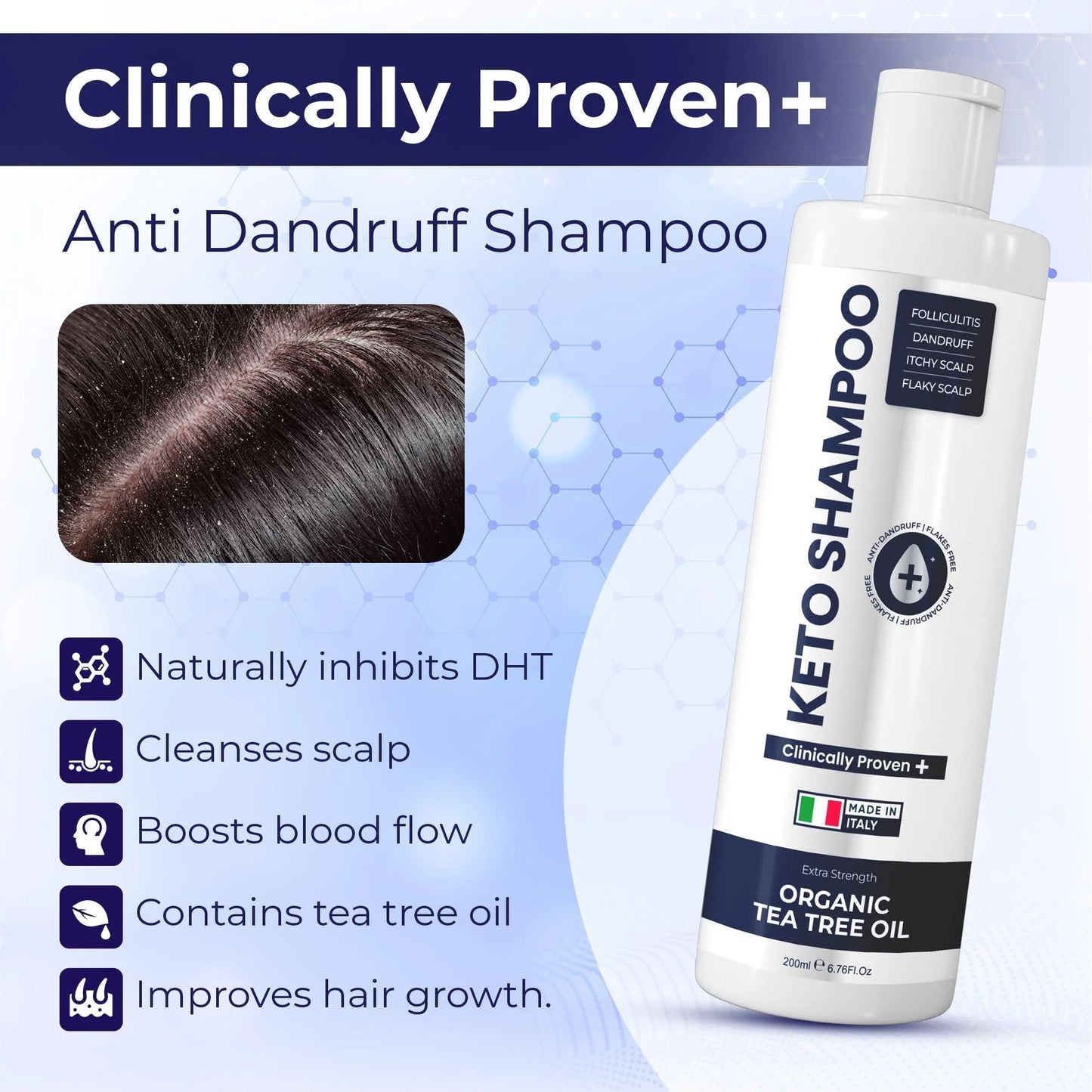 Anti Dandruff Shampoo Pack 2 with Scalp Brush Sulfate Free Medicated Clarifying