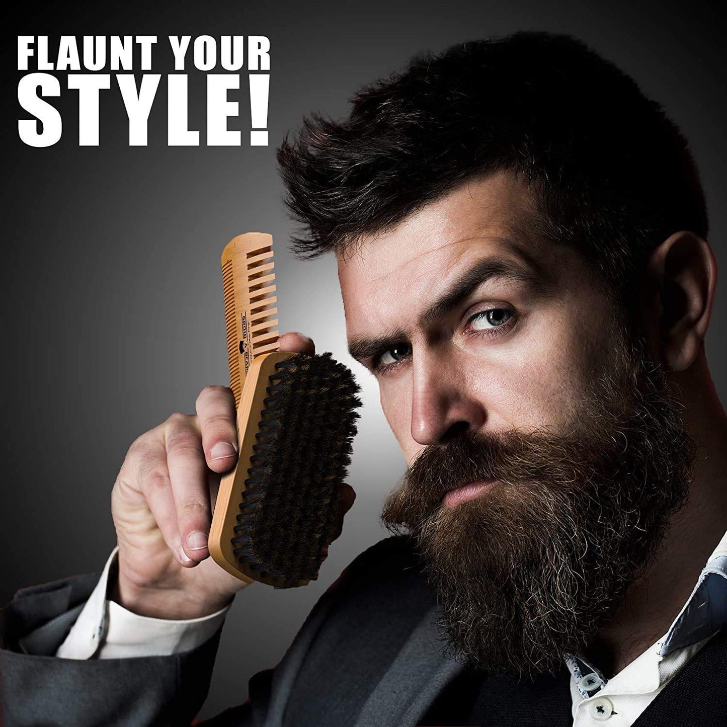 Beard Grooming Kit for Men - Bamboo Travel Set with Brush, Comb, Oil & Balm for Growth, Styling, Shine & Softness - Great Gift