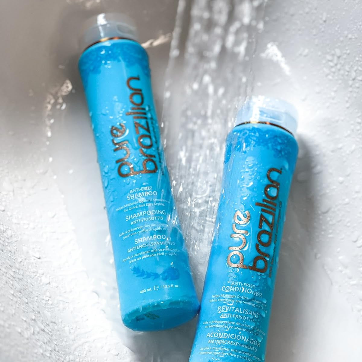 Anti-Frizz Daily Shampoo & Conditioner, Salt-Free & Color Safe, Enriched with Keratin, Argan Oil & Acai, 13.5 Ounce (400 Milliliter)