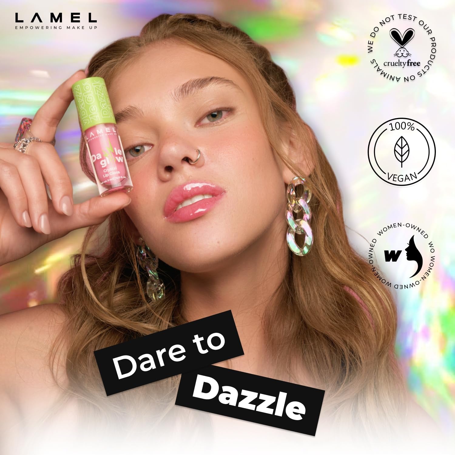 Dazzle Glow Crystal Clear Lip Gloss - Hydrating Lip Gloss - Non Sticky Lip Gloss - Colored Lip Gloss - Lip Gloss Color - Mini Lip Gloss - Moisturizing Lip Gloss - №404 You Can