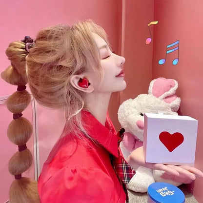 Bluetooth-Compatible Wireless Headphones Heart Shaped Earphones Woman Earphone High Quality Heart Earbuds Girl Gift