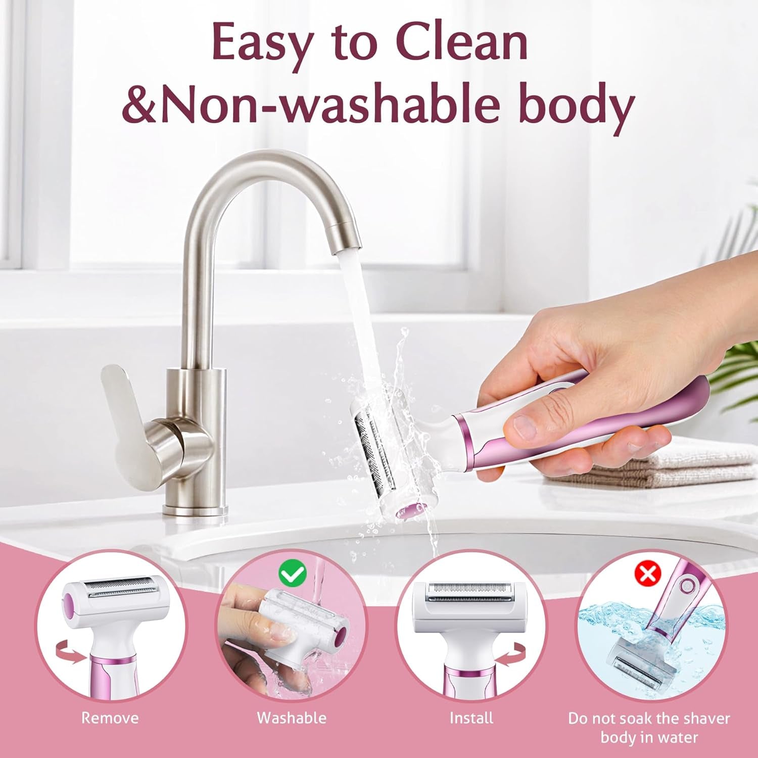 Electric Razors for Women, 4 in 1 Women Electric Shavers, Hair Trimmer for Women Pubic Hair, Legs, Arm, Underarm, Bikini, Face Shaver for Women, Rechargeable Hair Removal Epliators, Christmas Gifts