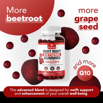 Extreme Beetroot Formula COQ10 100Mg with Grape Seed Extract for Circulation