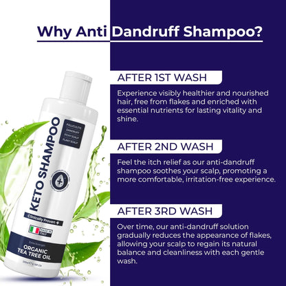 Anti Dandruff Shampoo Pack 2 with Scalp Brush Sulfate Free Medicated Clarifying