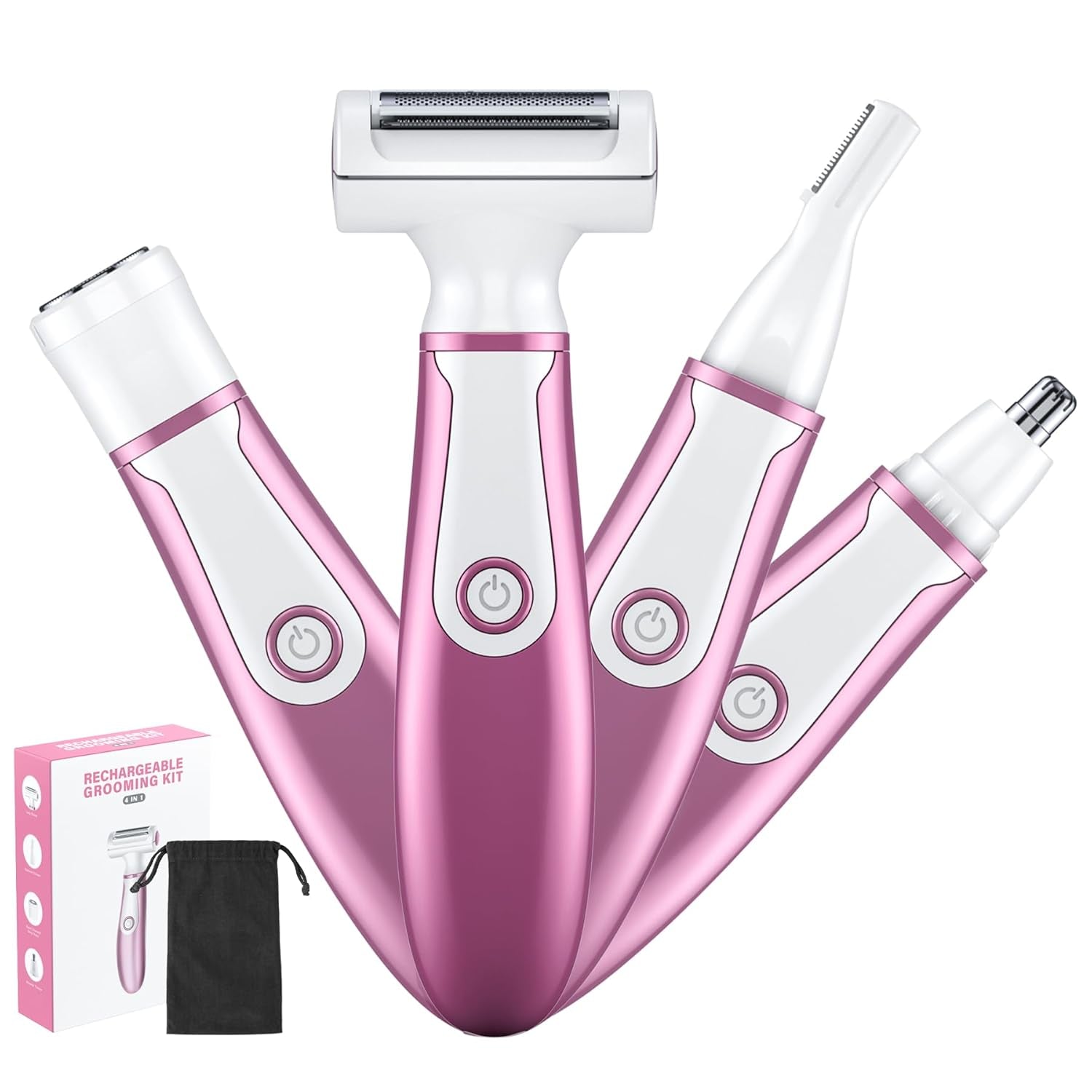 Electric Razors for Women, 4 in 1 Women Electric Shavers, Hair Trimmer for Women Pubic Hair, Legs, Arm, Underarm, Bikini, Face Shaver for Women, Rechargeable Hair Removal Epliators, Christmas Gifts